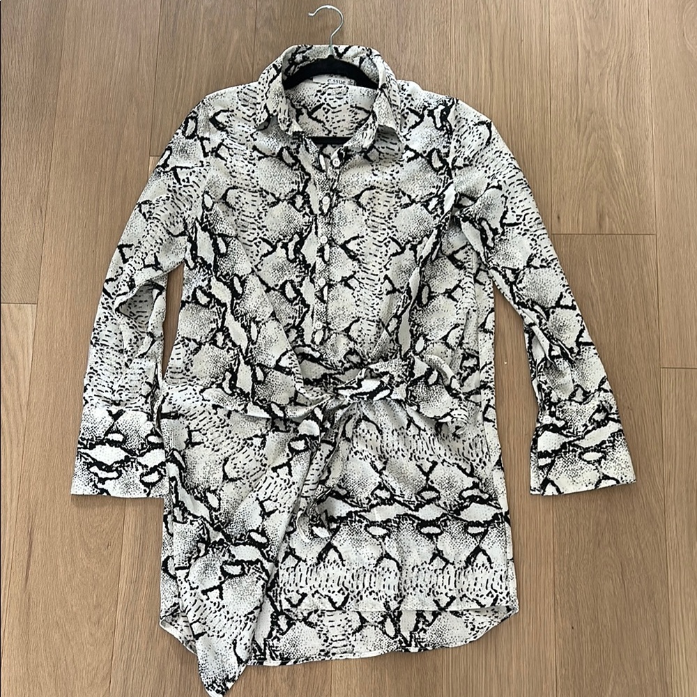 Snakeskin Print Shirt Dress